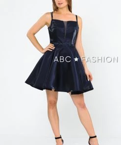 Prom Short Metallic Dress With Illusion Cutout By Poly USA 8447