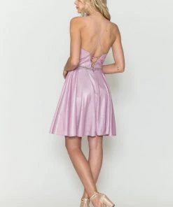 Short Metallic Glitter Dress By Poly USA 8790 Prom