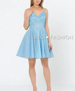 Short Metallic Glitter Dress With A-line Skirt By Poly USA 8530 Prom 21 Short Metallic Glitter Dress With A-line Skirt By Poly USA 8530 Prom