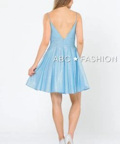 Short Metallic Glitter Dress With A-line Skirt By Poly USA 8530 Prom 19 Short Metallic Glitter Dress With A-line Skirt By Poly USA 8530 Prom