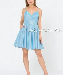 Short Metallic Glitter Dress With A-line Skirt By Poly USA 8530 Prom 18 Short Metallic Glitter Dress With A-line Skirt By Poly USA 8530 Prom