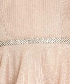 Short Metallic Glitter V-Neck Dress By Cinderella Couture