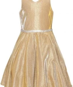Short Metallic Glitter V-Neck Dress By Cinderella Couture