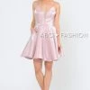 Short Metallic V-Neck Dress With Open Back By Poly USA 8306 Prom 1 Short Metallic V-Neck Dress With Open Back By Poly USA 8306 Prom