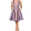 Short Metallic V-Neck Dress With Pockets By Poly USA 9018 Prom 1 Short Metallic V-Neck Dress With Pockets By Poly USA 9018 Prom