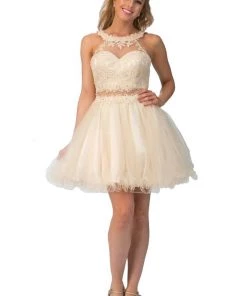 Short Mock Two Piece Dress With Ruffled Skirt By Star Box 6417 Prom