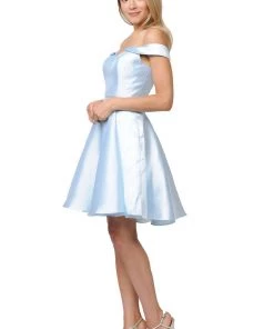 Short Off Shoulder Mikado Dress By Poly USA 7948 Prom