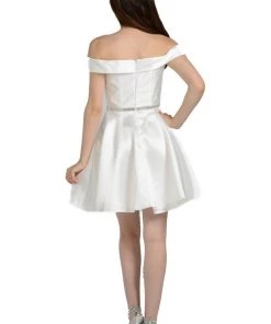 Short Off Shoulder Mikado Dress By Poly USA 7948 Prom