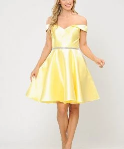 Short Off Shoulder Mikado Dress By Poly USA 7948 Prom