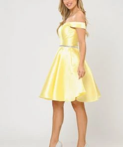 Short Off Shoulder Mikado Dress By Poly USA 7948 Prom