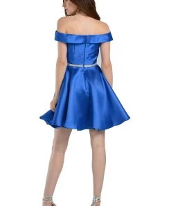 Short Off Shoulder Mikado Dress By Poly USA 7948 Prom