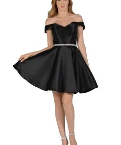 Short Off Shoulder Mikado Dress By Poly USA 7948 Prom