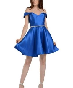 Short Off Shoulder Mikado Dress By Poly USA 7948 Prom