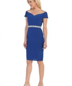 Short Off The Shoulder Dress With Jeweled Waistband By Celavie 6292-S 16 Short Off The Shoulder Dress With Jeweled Waistband By Celavie 6292-S