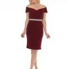 Short Off The Shoulder Dress With Jeweled Waistband By Celavie 6292-S