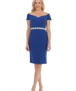 Short Off The Shoulder Dress With Jeweled Waistband By Celavie 6292-S 15 Short Off The Shoulder Dress With Jeweled Waistband By Celavie 6292-S