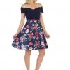 Short Off The Shoulder Dress With Print Skirt By Celavie 6308 Prom