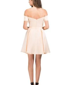 Starbox Prom Short Off The Shoulder Satin Dress With Pleated Skirt By Star Box 81031