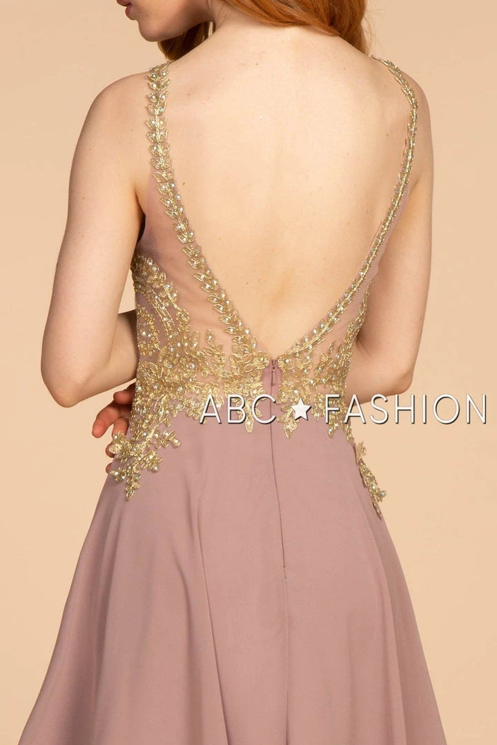 Short Open Back Dress With Lace Appliques By Elizabeth K GS1615 6 Short Open Back Dress With Lace Appliques By Elizabeth K GS1615