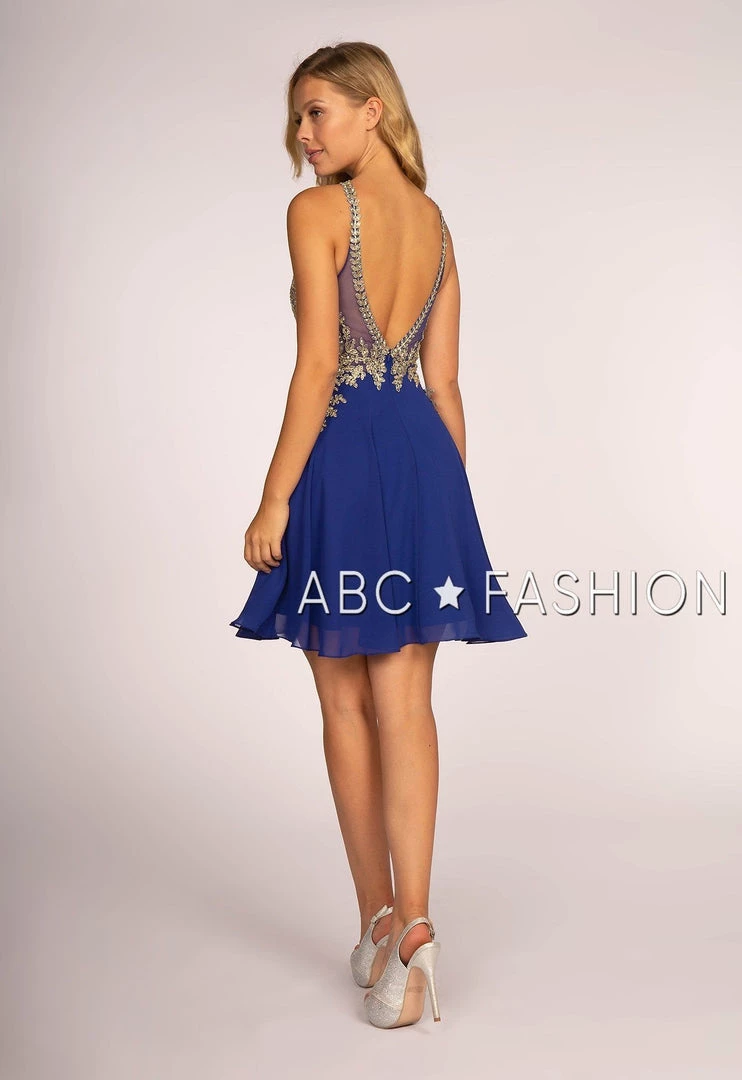 Short Open Back Dress With Lace Appliques By Elizabeth K GS1615 8 Short Open Back Dress With Lace Appliques By Elizabeth K GS1615