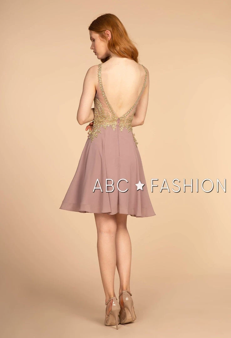 Short Open Back Dress With Lace Appliques By Elizabeth K GS1615 4 Short Open Back Dress With Lace Appliques By Elizabeth K GS1615