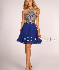 Short Open Back Dress With Lace Appliques By Elizabeth K GS1615 16 Short Open Back Dress With Lace Appliques By Elizabeth K GS1615