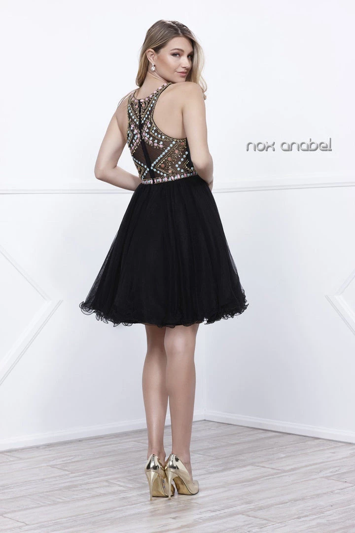 Short Pastel Beaded Sleeveless Illusion Dress By Nox Anabel 6250 Prom 7 Short Pastel Beaded Sleeveless Illusion Dress By Nox Anabel 6250 Prom