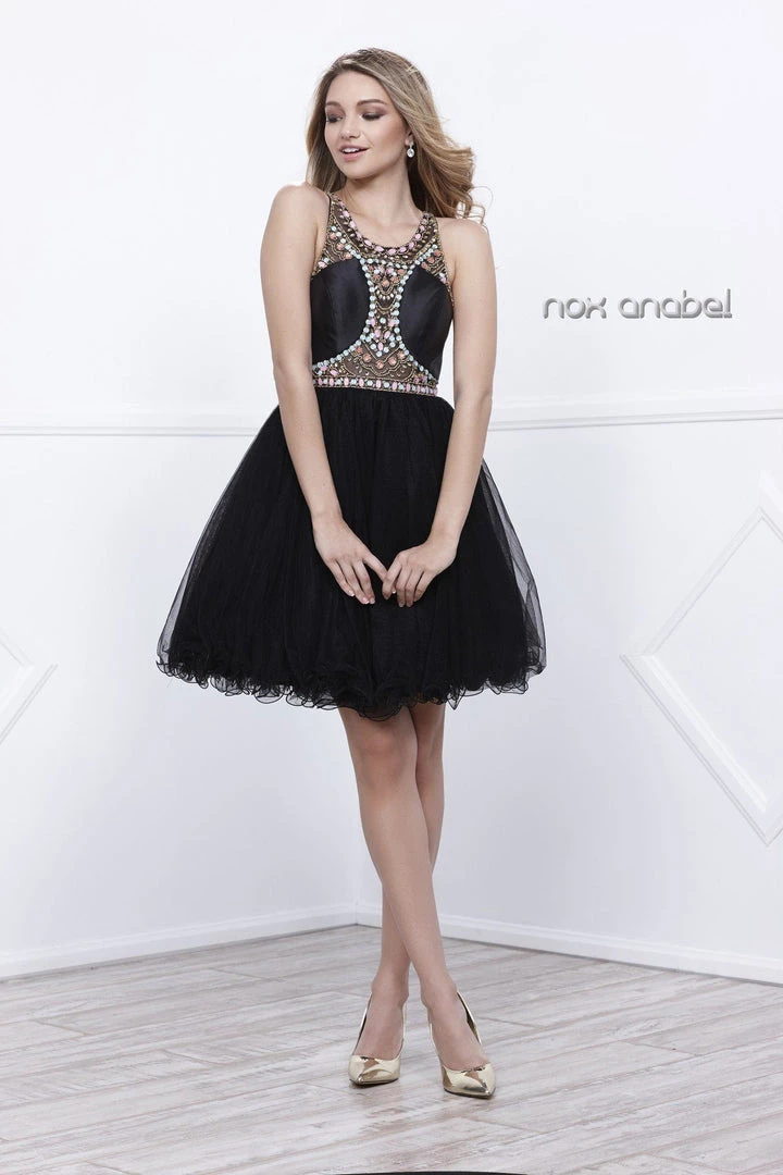 Short Pastel Beaded Sleeveless Illusion Dress By Nox Anabel 6250 Prom 6 Short Pastel Beaded Sleeveless Illusion Dress By Nox Anabel 6250 Prom