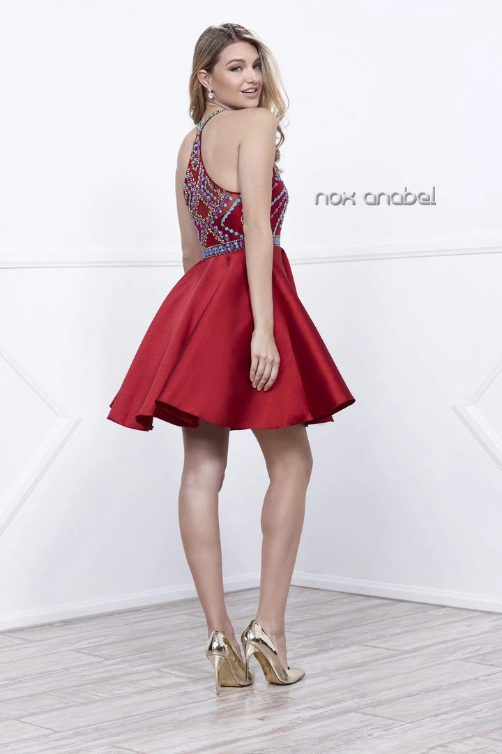 Short Racerback Dress With Beaded Bodice By Nox Anabel 6251 7 Short Racerback Dress With Beaded Bodice By Nox Anabel 6251