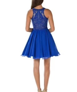 Short Red Dress With Embroidered Bodice By Poly USA Prom