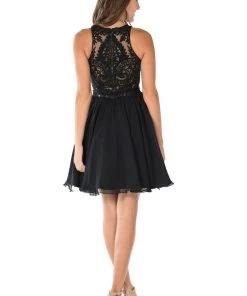 Short Red Dress With Embroidered Bodice By Poly USA Prom