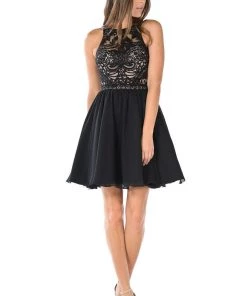 Short Red Dress With Embroidered Bodice By Poly USA Prom