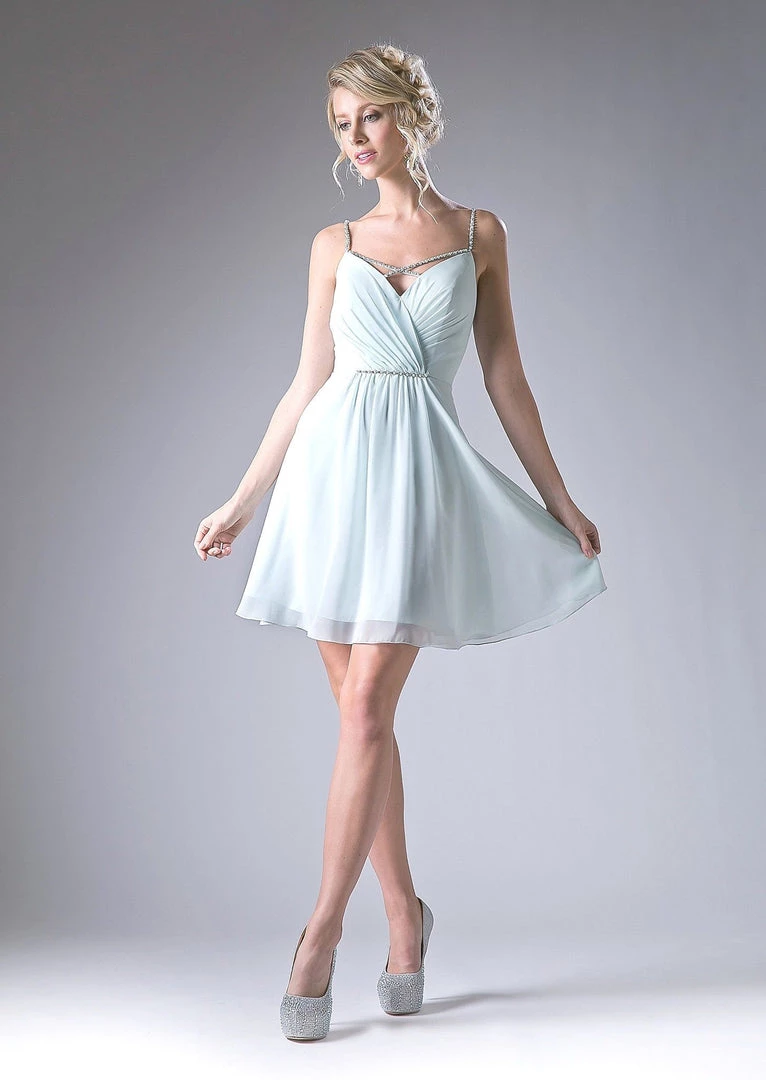 Ruched Short V-Neck Dress By Cinderella Divine 1009 6 Ruched Short V-Neck Dress By Cinderella Divine 1009