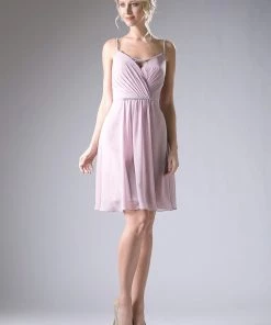 Ruched Short V-Neck Dress By Cinderella Divine 1009 16 Ruched Short V-Neck Dress By Cinderella Divine 1009