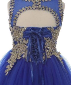 Prom Short Ruffled Dress With Gold Applique Top By Cinderella Couture 5017