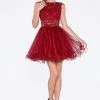 Short Ruffled Dress With Lace Bodice By Cinderella Divine CD0117 Prom
