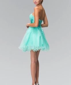 Prom Short Ruffled Dress With Pleated Waistband By Elizabeth K GS1350