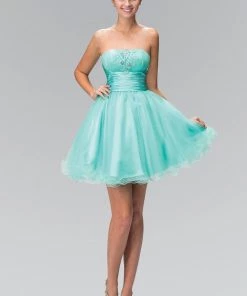 Prom Short Ruffled Dress With Pleated Waistband By Elizabeth K GS1350