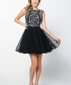 Short Ruffled Dress With Sequined Bodice By Nox Anabel Y645 Prom
