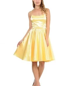 Prom Short Satin Dress With Caged Open Back By Poly USA 9064 25 Prom Short Satin Dress With Caged Open Back By Poly USA 9064