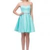 Short Satin Strapless Dress With Corset Back By Star Box 6129