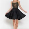 Prom Short Sequin Bodice A-line Dress By Poly USA 8730