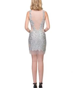 Prom Short Sexy Sequin Sheer Mesh Dress By Star Box 6067