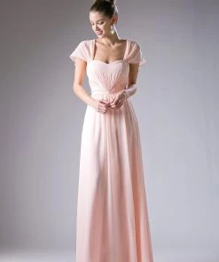 Short Sleeve Chiffon Gown By Cinderella Divine CH532 Prom