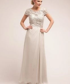 Short Sleeve Lace Bodice Gown By Cinderella Divine 1922