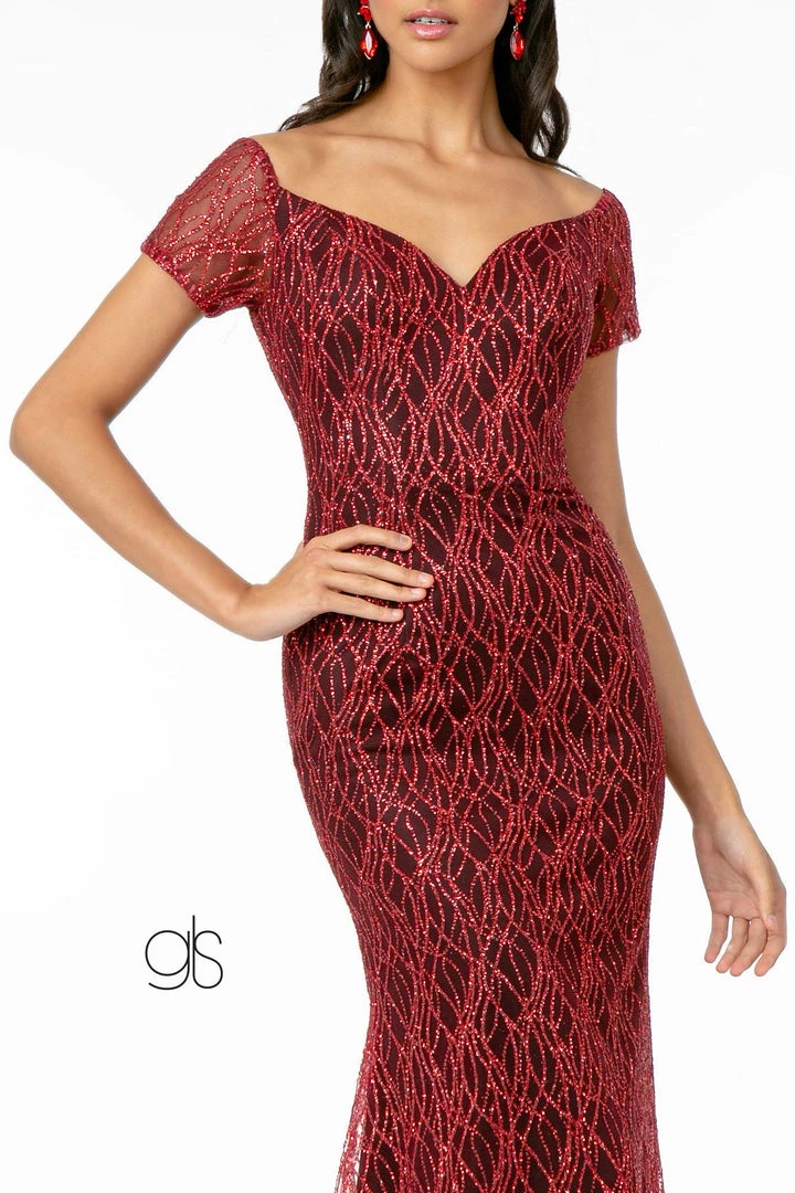 Short Sleeve Long Glitter Mermaid Dress By Elizabeth K GL1846 8 Short Sleeve Long Glitter Mermaid Dress By Elizabeth K GL1846