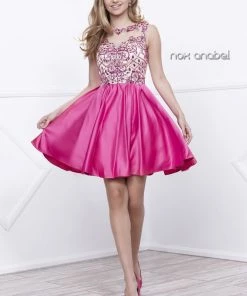 Short Sleeveless Dress With Beaded Bodice By Nox Anabel 6059 Prom