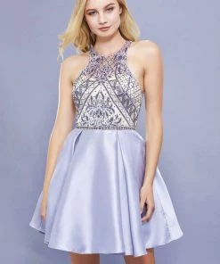 Short Sleeveless Dress With Embellished Bodice By Nox Anabel 6328 Prom