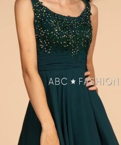 Short Sleeveless Dress With Embroidered Bodice By Elizabeth K GS1612