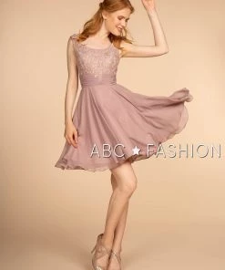 Short Sleeveless Dress With Embroidered Bodice By Elizabeth K GS1612